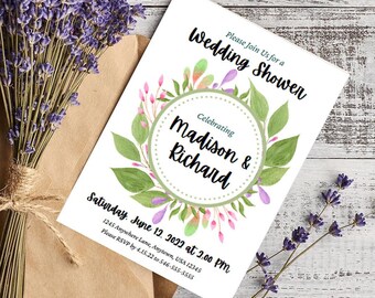 Plantilla de invitación para despedida de soltera con acuarela botánica de Canva / Despedida de soltera de primavera / Despedida de soltera en el jardín / Invitaciones editables
