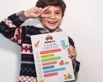 Lista de limpieza personalizada definitiva para niños / Lista de tareas para niños / Lista de limpieza de habitaciones para niños / Lista de organización del hogar