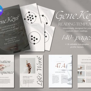 Plantilla de lectura de claves genéticas de más de 140 páginas para guías de claves genéticas / Plantilla Canva de claves genéticas / Lectura de perfil de claves genéticas