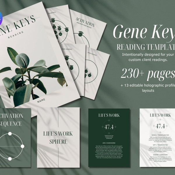 230 + page Gene Keys Reading Template for Gene Keys Guides | Gene Keys Canva Template | Gene Keys Profile Reading