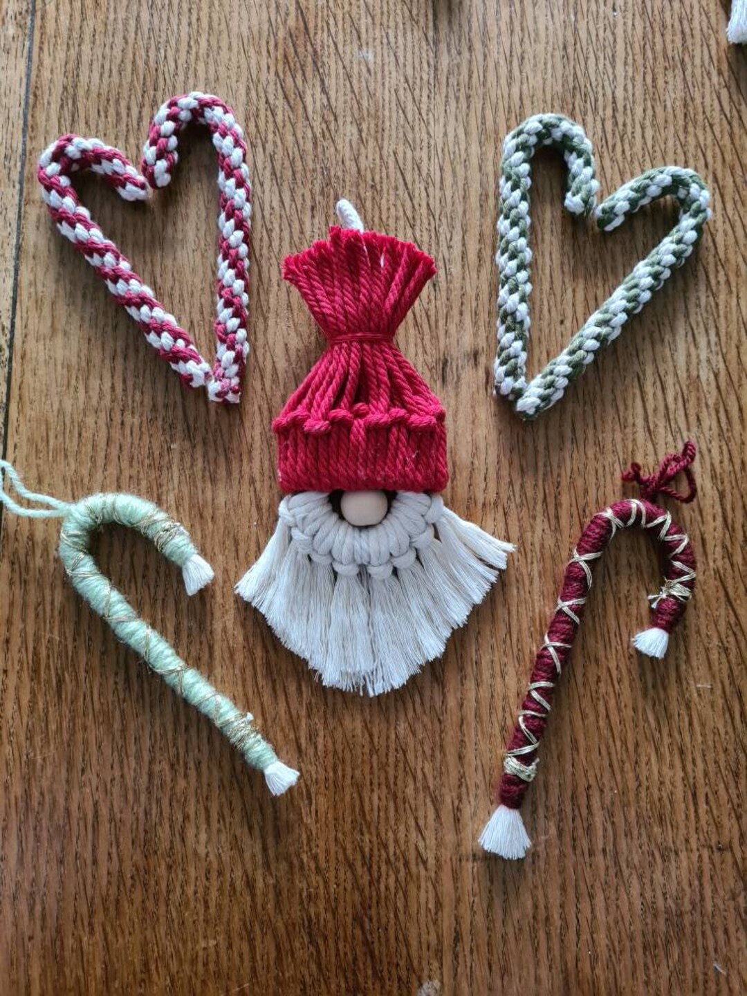 Macrame Santa and Candy Cane Gift Set Etsy