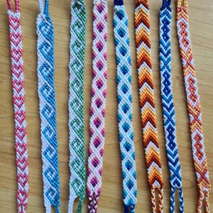 Beautiful handmade friendship bracelets in your chosen colour and design, chevron, candy stripe, zigzags, watermelon diamond flags arrowhead