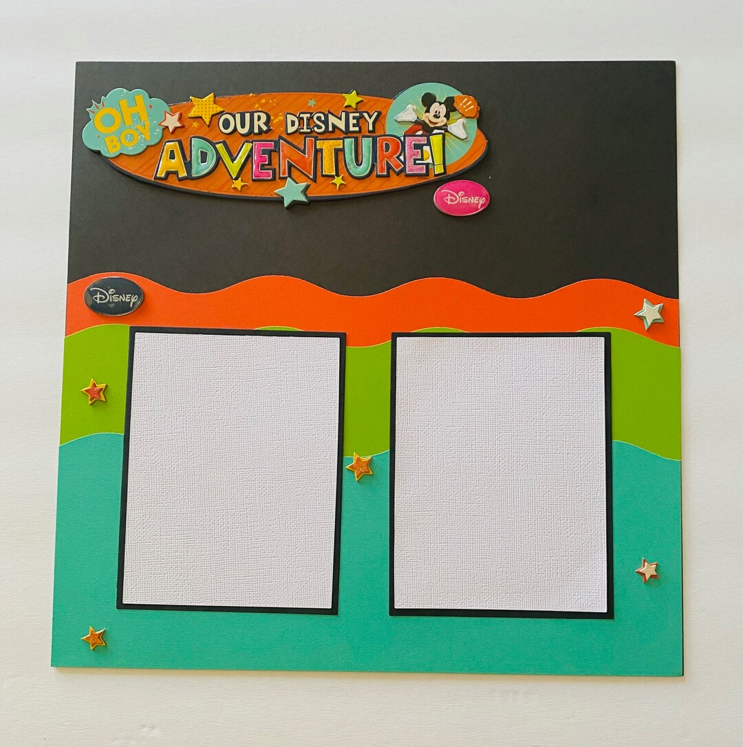 Disney Vacation Premade Scrapbook Page Set Embellished With Mickey