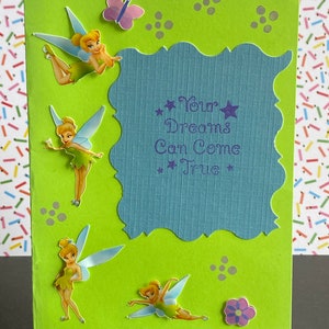Disney Card, Tinker Bell, Embellished Handmade Card.