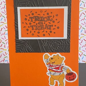Winne The Pooh Halloween Card | Embellished with Winnie the Pooh and Embossment l Disney Handmade Greeting Card