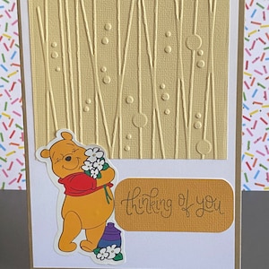 Winnie l'ourson Bear Thing of you I embelli with Winnie the Pooh and Embossment l Disney Handmade Greeting Card