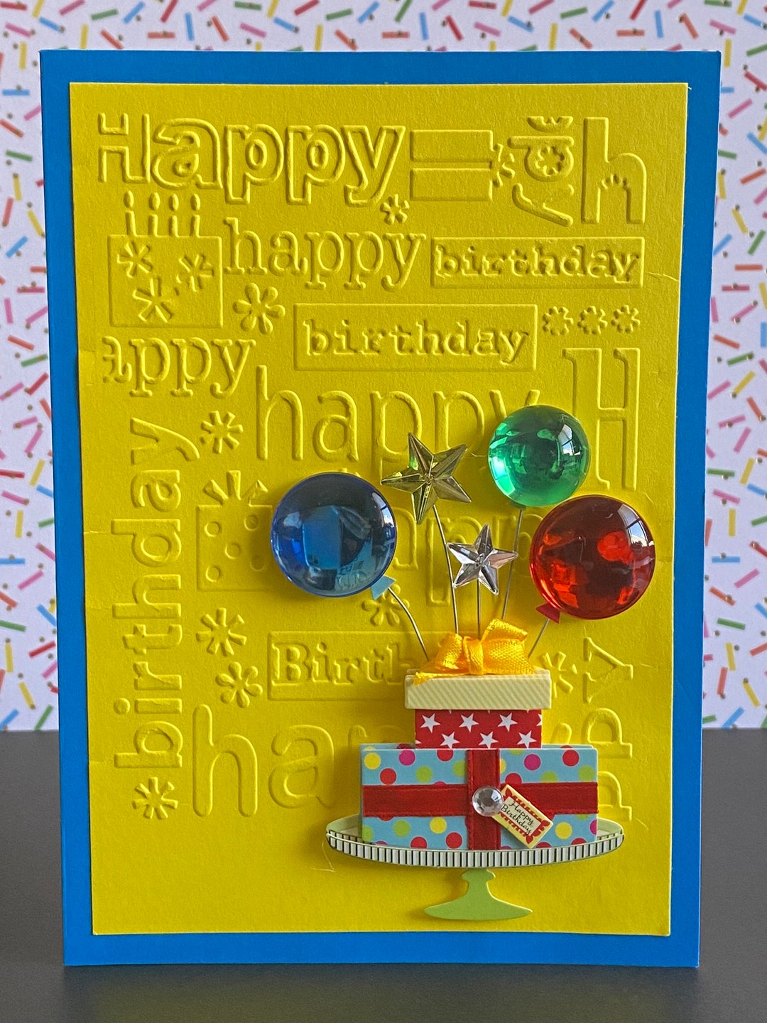 Happy Birthday Cake Card Unique Embossed 3D Birthday Card Etsy