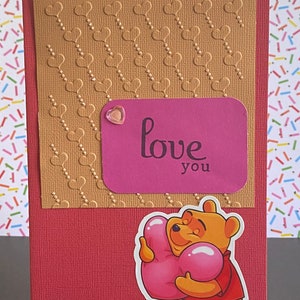 Winnie l'ourson aime la carte U | Orné de Winnie l'ourson avec relief l Carte de vœux faite à la main Disney