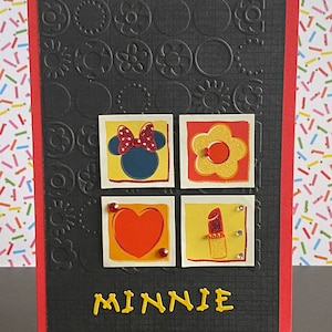 Minnie Girly | |Embossed Minnie | Embellished l Disney Handmade Greeting
