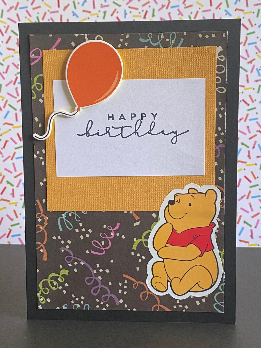 Winnie the Pooh Happy Birthday Card |embellished With Winnie the Pooh L