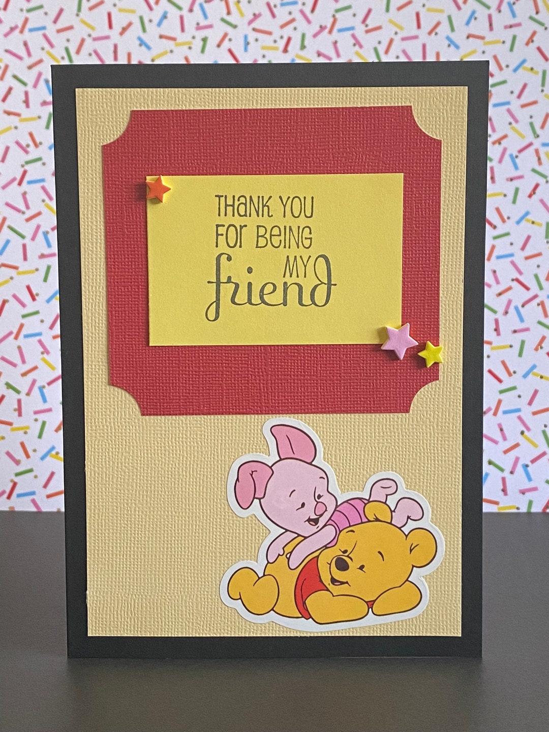 Winnie the Pooh Friendship Card Embellished With Winnie the Pooh and