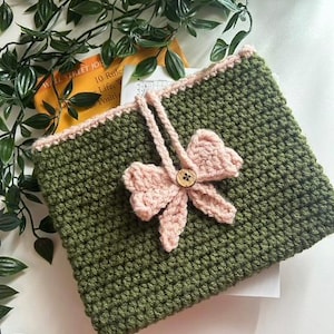 Handmade crochet Bow Bookcover