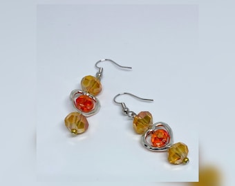 Crystal heart dangle earrings