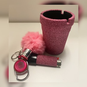 Glitter ashtray and lighter set