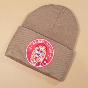 Rebel Scum Chewbacca Embroidered Patch Beanie| Cute Unisex Fall Beanies
