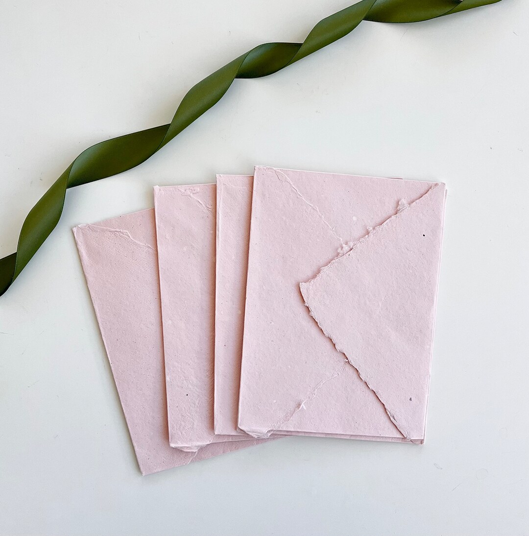 Invitation Size Blush Handmade Paper Envelope and Sheet Set - Etsy
