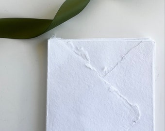Invitation Size - White handmade Paper Envelope and Sheet Set