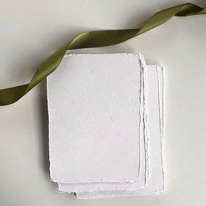 A5 White Deckle Edge Cotton Rag Handmade Paper 300gsm