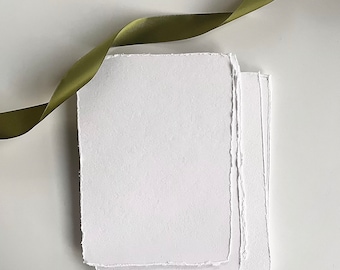 Papier fait main chiffon en coton blanc A5 Deckle Edge 300 g/m²