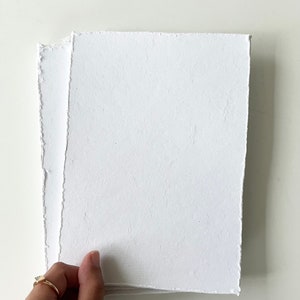 A4 White Handmade Paper - Deckle Edge Cotton Rag Handmade Paper 300gsm