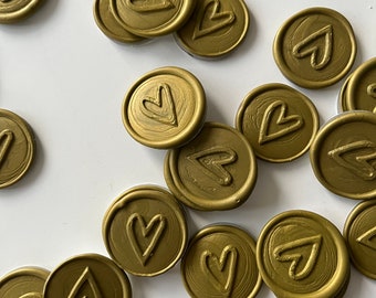 Self Adhesive Gold Heart Wax Seals, Envelope Seals, Wedding Wax Seals, Handmade Wax Seals, Custom Wedding Sticker for Envelope