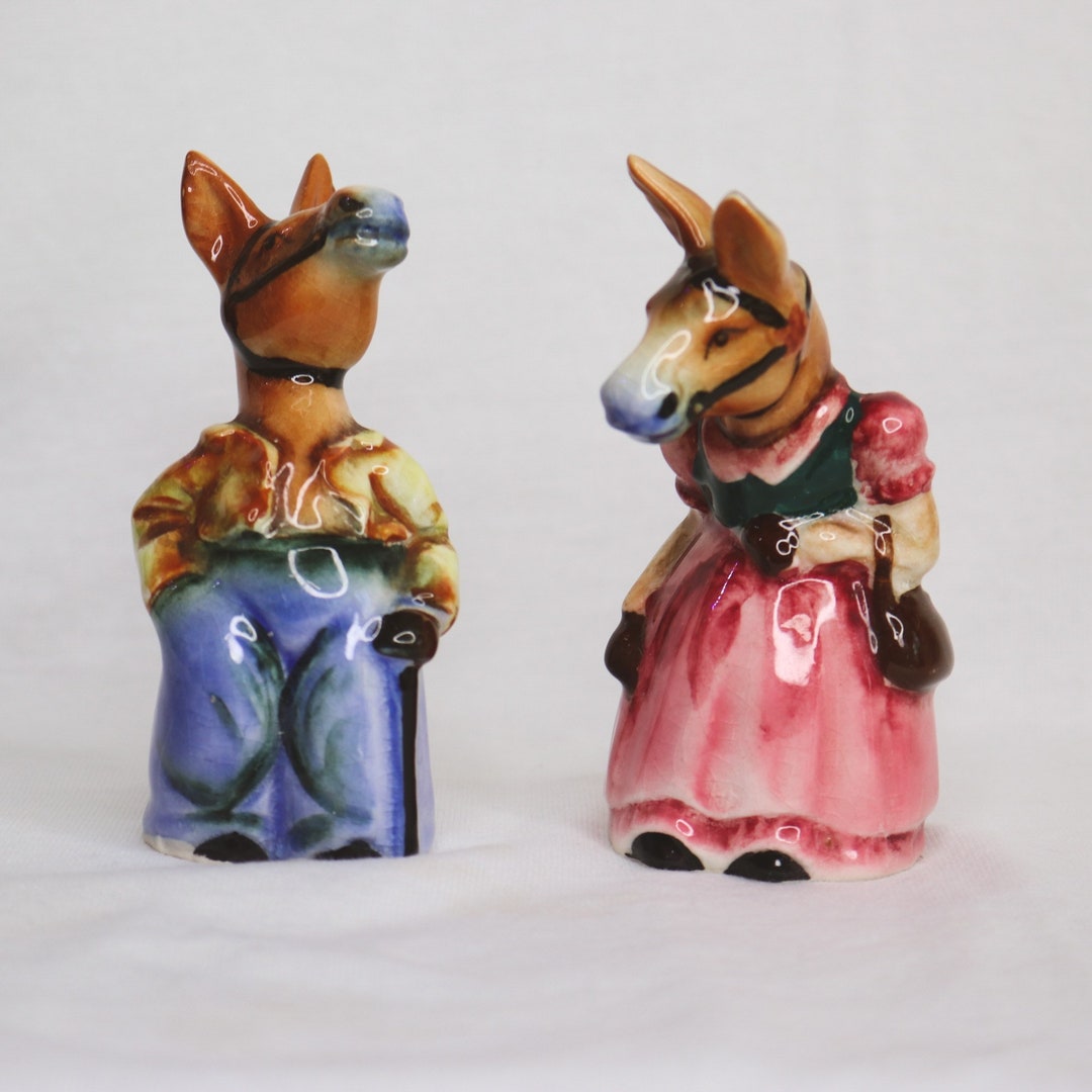 Vintage Donkey Salt and Pepper Shakers Mule Salt and Pepper Etsy