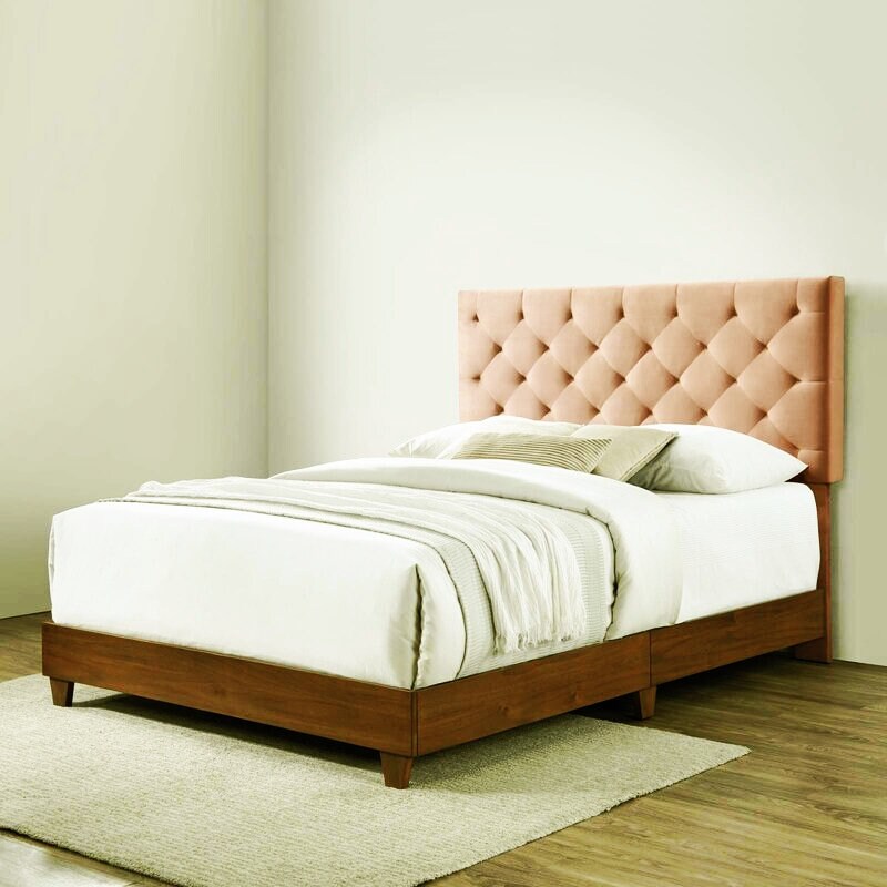 Tufted Upholstered Low Profile Standard Bed Etsy