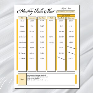 Monthly Bill Tracker Bundle for Roommates 8 Golden - Etsy
