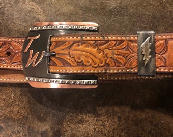 Custom belt buckle and keeper(belt not included)