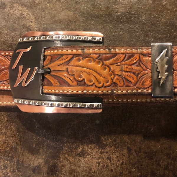 Custom belt buckle and keeper(belt not included)