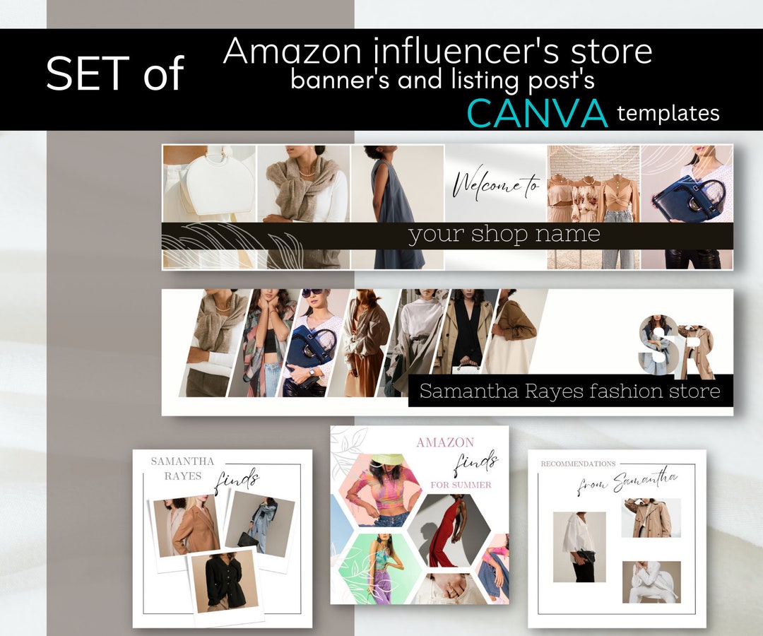 Amazon Influencer Store Banner and Listing Post Canva Template, Fashion