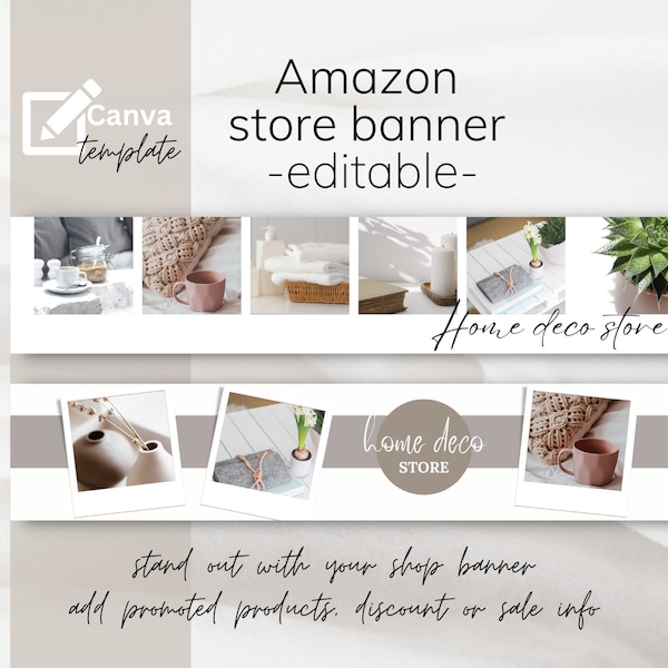Amazon storefront banner, photo collage template editable with Canva, Hero image, Store banner image, Home deco shop background, Photo cover
