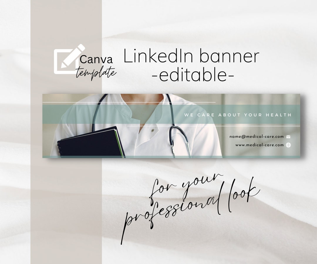 Medical Linkedin Banner, Health Care Professional, Canva Template