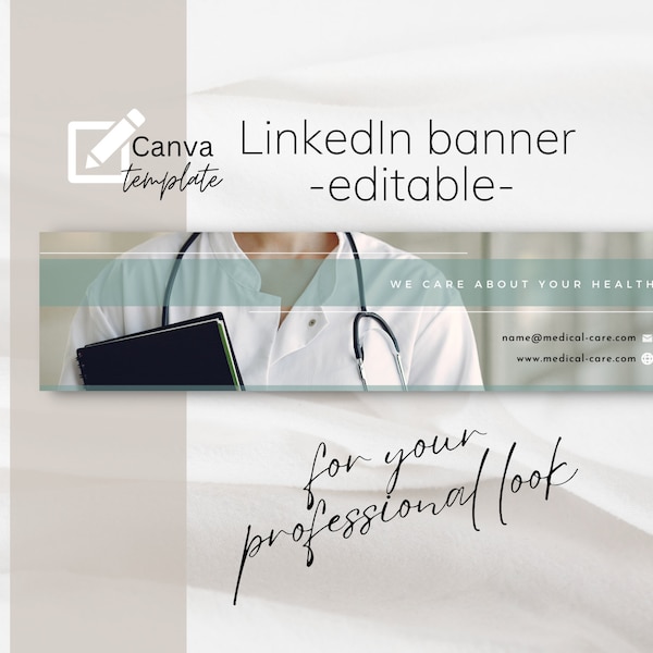 Medical LinkedIn banner, Health Care professional, Canva Template, Editable LinkedIn banner, Linked In, Personal branding