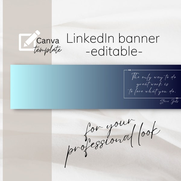 Blue gradient LinkedIn banner with quote, Canva Template, Editable LinkedIn banner, Linked In, Banner her, Personal branding