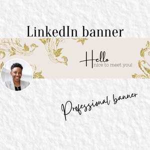 Linkedin Background With Golden Floral Leaves for Her Personal - Etsy
