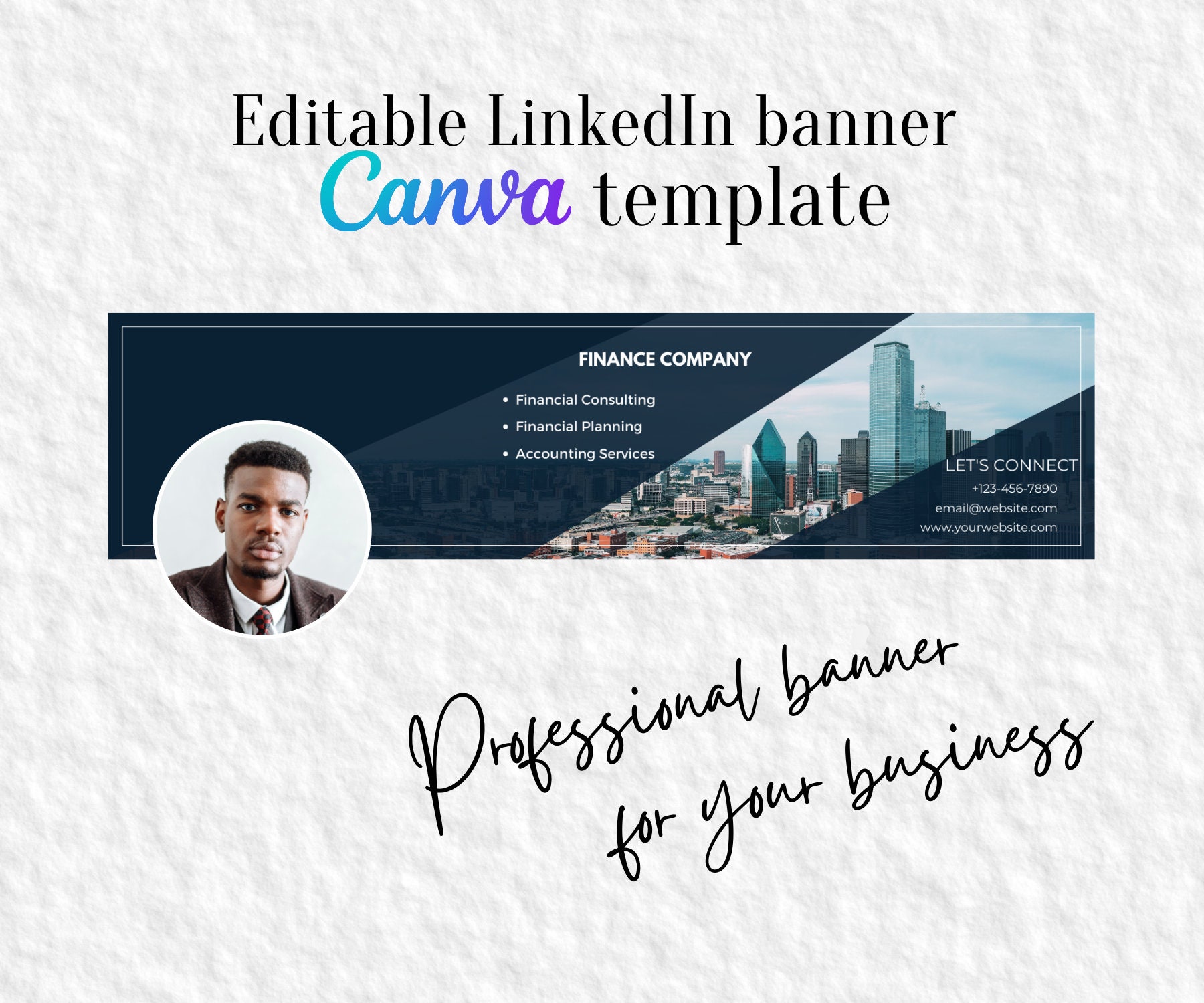 Linkedin Banner Professional Canva Template Dark Blue Dallas Town 