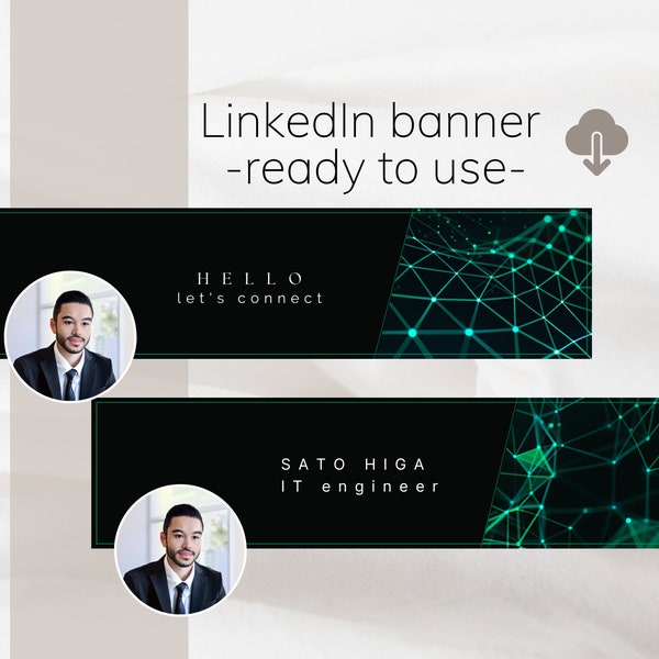 Tecnología de banner de LinkedIn, banner negro de LinkedIn con imagen de conexiones verdes, fondo profesional de LinkedIn, hola, conectémonos