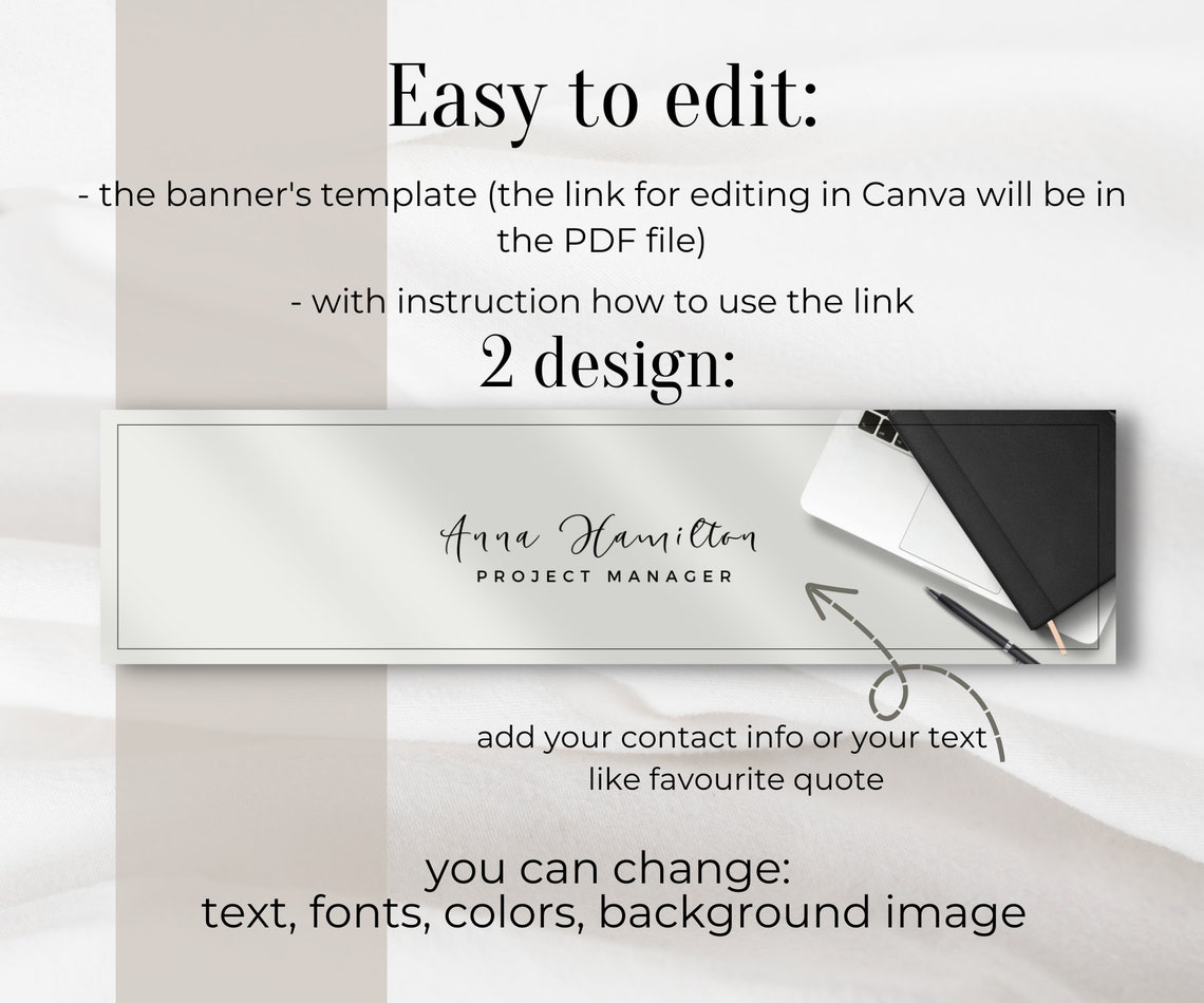 Editable Professional Linkedin Banner With Contact Info, Canva Template ...