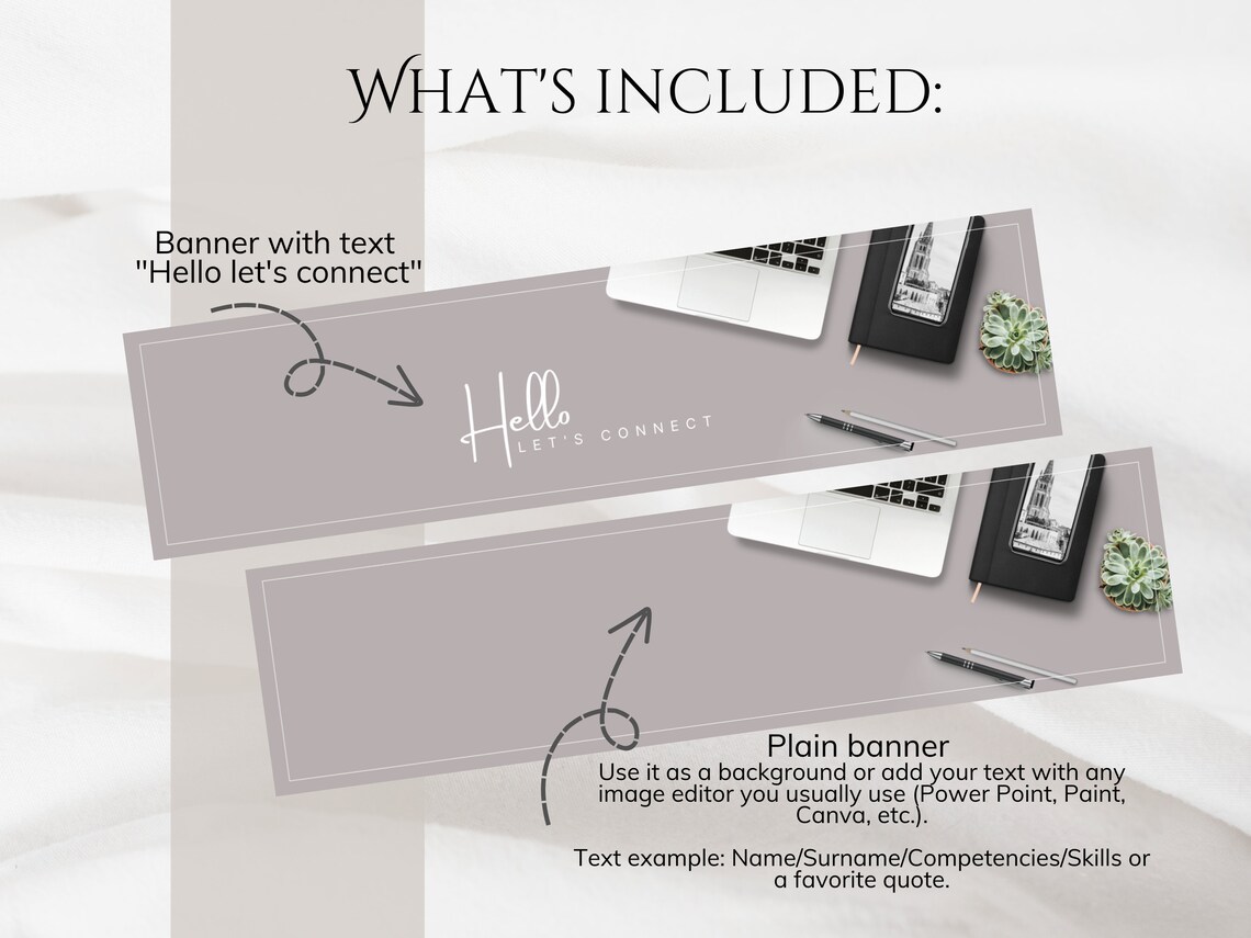 Beige Linkedin Background With Computer, Notebook, Succulent Image ...