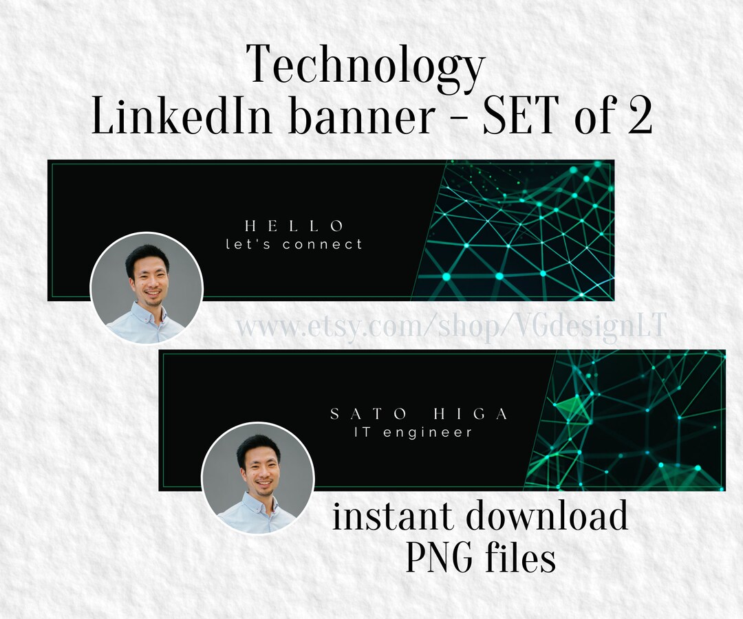 Linkedin Banner Technology Black Linkedin Banner With Green - Etsy