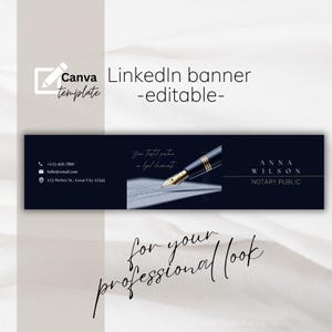 Notary Public LinkedIn Banner: Editable Canva Template