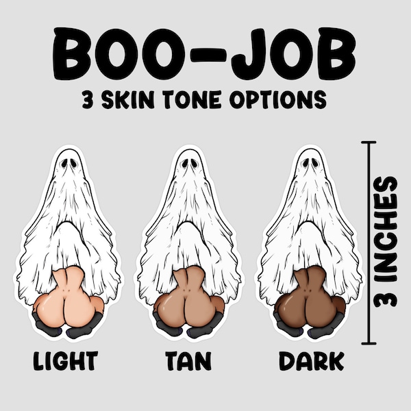 Boo-job sticker, NSFW, waterproof sticker, blowjob sticker, ghost laptop sticker, funny sticker, adult humor, funny gift idea, boo job