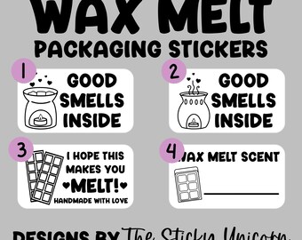 Wax melt stickers, Small Business packaging stickers, thermal printed labels, shop small business, good smells inside