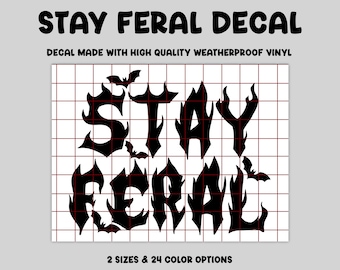 Stay Feral decal, sassy decal, fun car sticker, mirror decal gift, feral girl gift, fun car decal, weatherproof decal, sasshole, stay feral