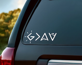 God is Greater than the Highs and the Lows decal, weatherproof bible decal, religious sticker, faith car decal, gift for church friend