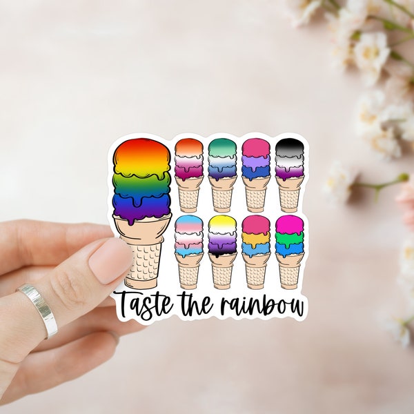 Pride ice cream sticker, waterproof sticker, LGBT flag sticker, rainbow pride decal sticker, bisexual, gay sticker, transgender sticker gift