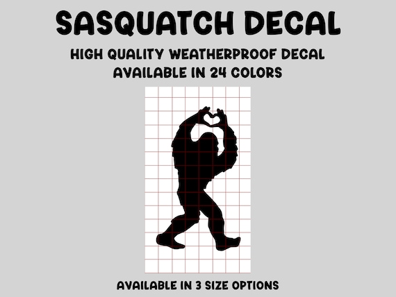 Squatch car decal, fun weatherproof decal, cute decal gift idea, heart hands car decal, furry monster sticker, funny decal, wood ape