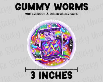 Gummy worms sticker, waterproof sticker, sour gummy worms, candy sticker decal, fun nostalgia sticker, gummy worm cup sticker gift