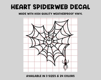 Spiderweb decal, cute heart spider car sticker, spooky cute gift, bumper sticker, spooky weatherproof car decal, spiderweb sticker, arachnid
